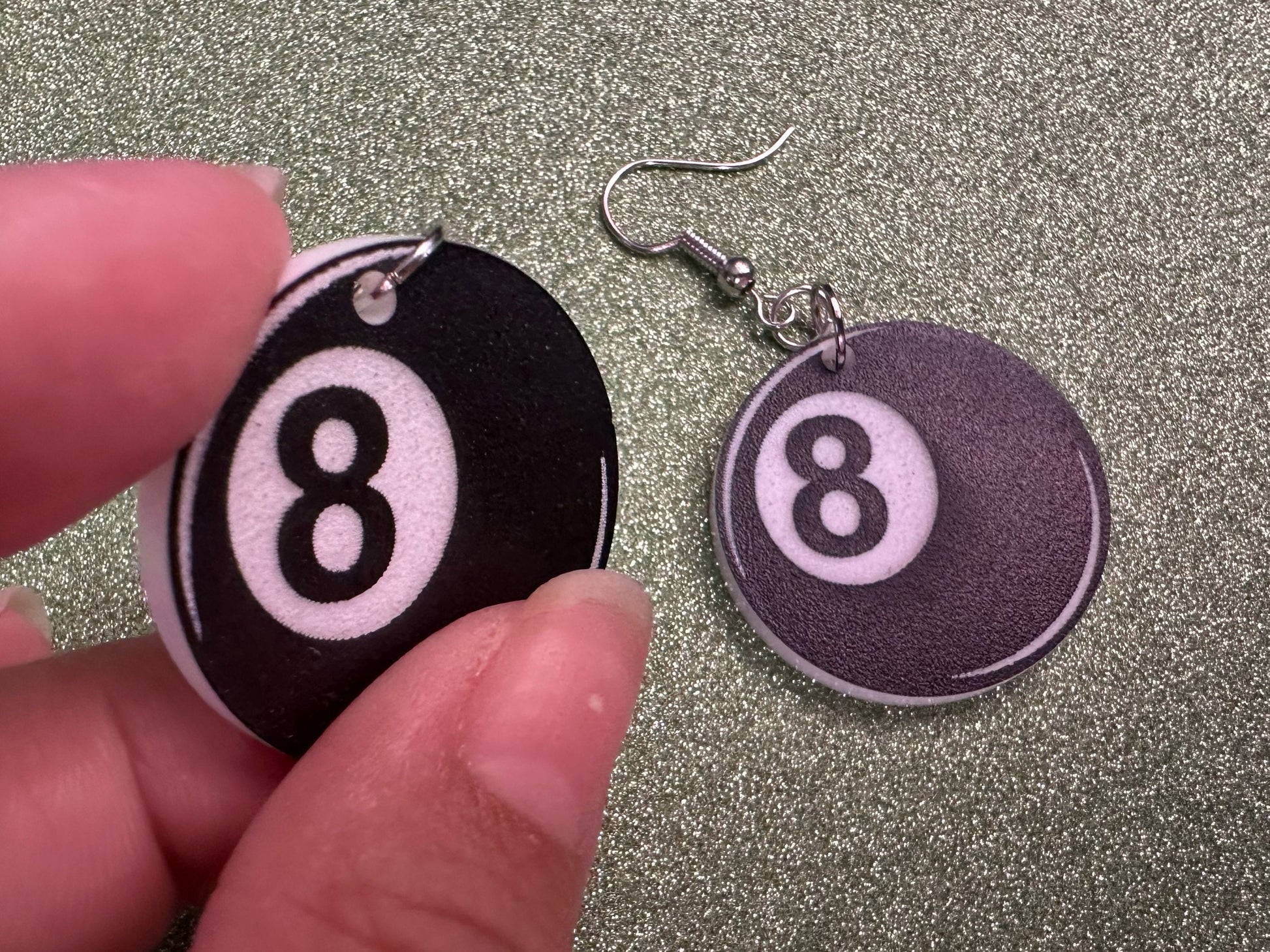 Eight Ball Earrings: Laser Cut Acrylic 8 Balls, Eight Ball Pool Balls, Billiard, Pool Rack, Sports, Hobby, Pub, Best Gifts for Her/Him/Them