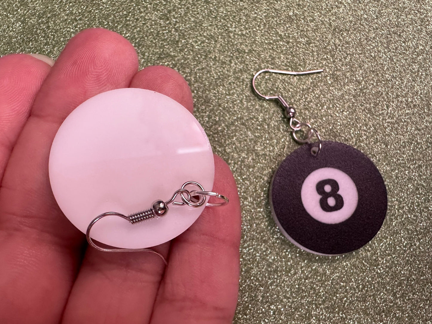 Eight Ball Earrings: Laser Cut Acrylic 8 Balls, Eight Ball Pool Balls, Billiard, Pool Rack, Sports, Hobby, Pub, Best Gifts for Her/Him/Them