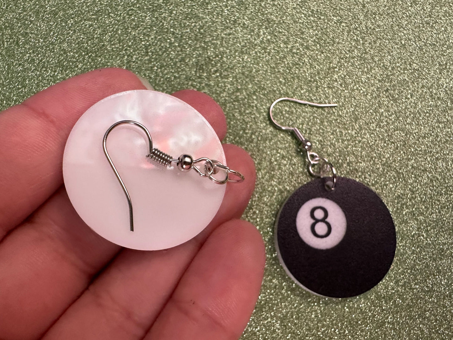 Eight Ball Earrings: Laser Cut Acrylic 8 Balls, Eight Ball Pool Balls, Billiard, Pool Rack, Sports, Hobby, Pub, Best Gifts for Her/Him/Them