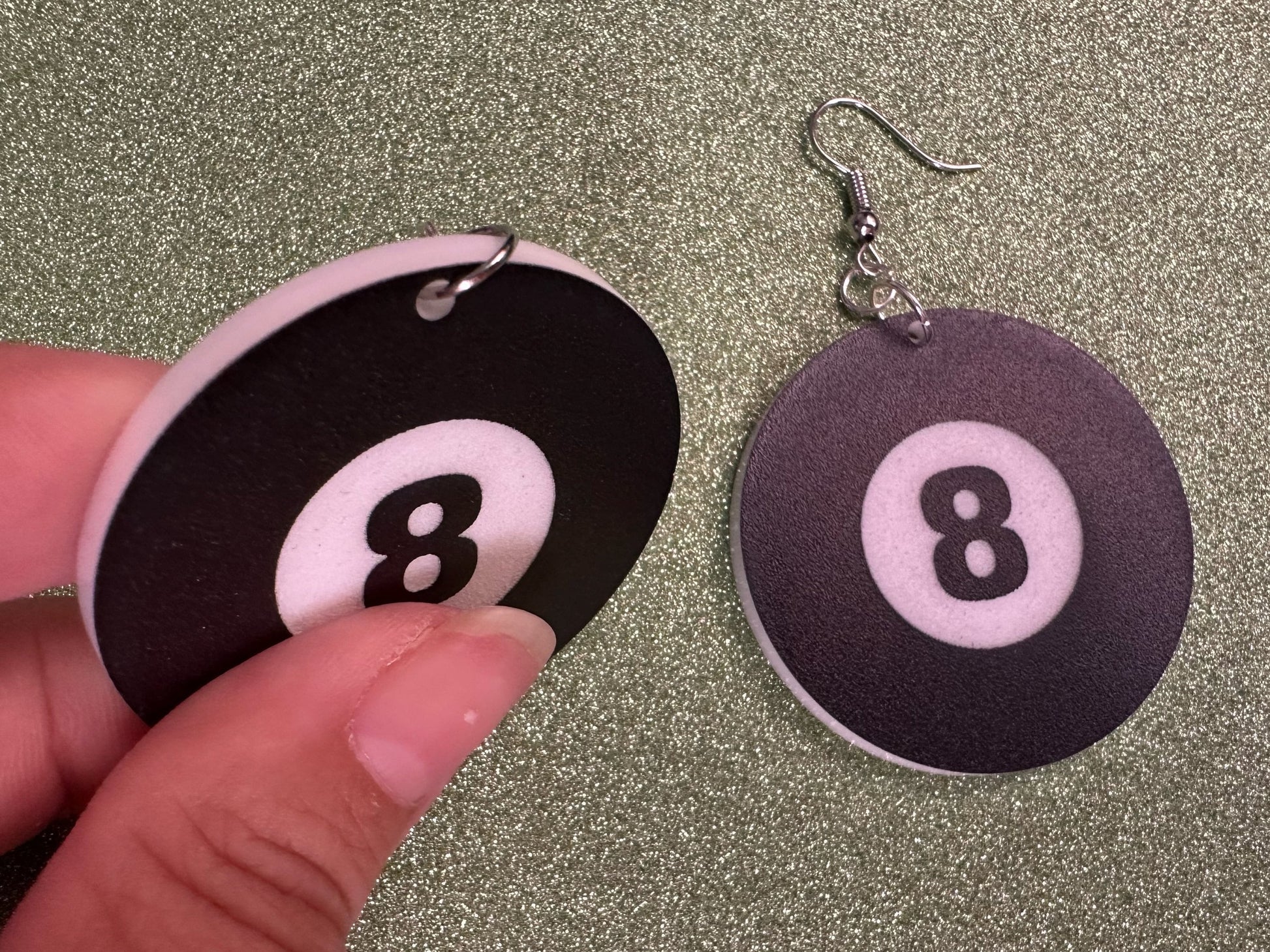 Eight Ball Earrings: Laser Cut Acrylic 8 Balls, Eight Ball Pool Balls, Billiard, Pool Rack, Sports, Hobby, Pub, Best Gifts for Her/Him/Them