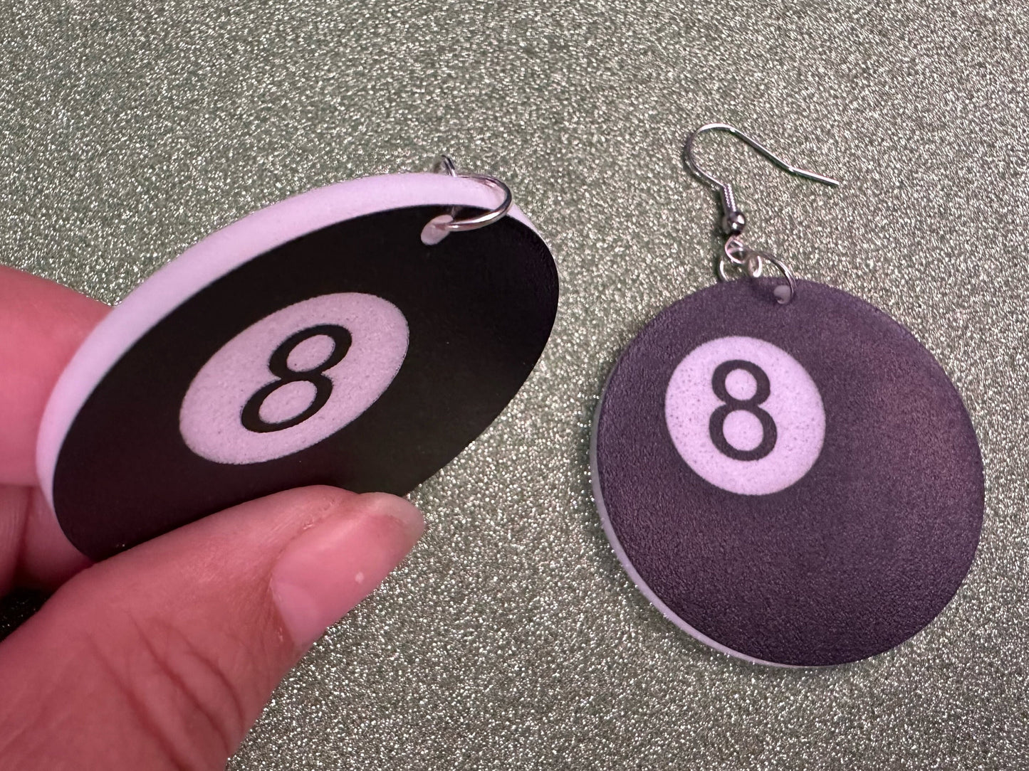 Eight Ball Earrings: Laser Cut Acrylic 8 Balls, Eight Ball Pool Balls, Billiard, Pool Rack, Sports, Hobby, Pub, Best Gifts for Her/Him/Them