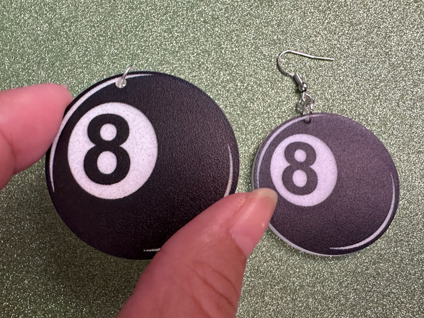 Eight Ball Earrings: Laser Cut Acrylic 8 Balls, Eight Ball Pool Balls, Billiard, Pool Rack, Sports, Hobby, Pub, Best Gifts for Her/Him/Them