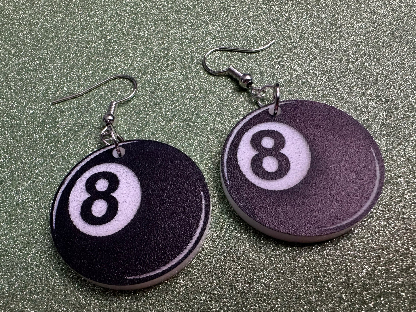 Eight Ball Earrings: Laser Cut Acrylic 8 Balls, Eight Ball Pool Balls, Billiard, Pool Rack, Sports, Hobby, Pub, Best Gifts for Her/Him/Them
