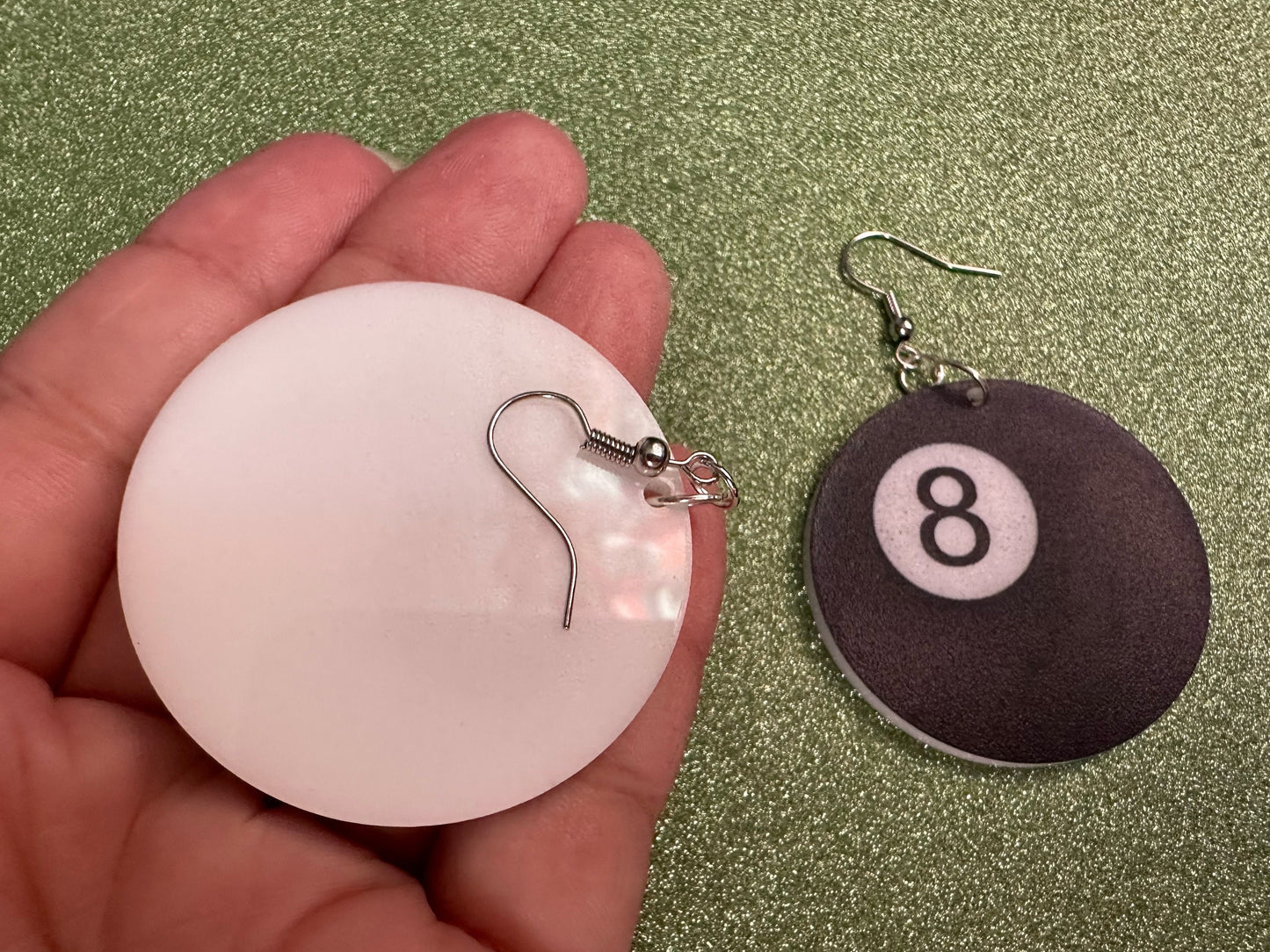 Eight Ball Earrings: Laser Cut Acrylic 8 Balls, Eight Ball Pool Balls, Billiard, Pool Rack, Sports, Hobby, Pub, Best Gifts for Her/Him/Them