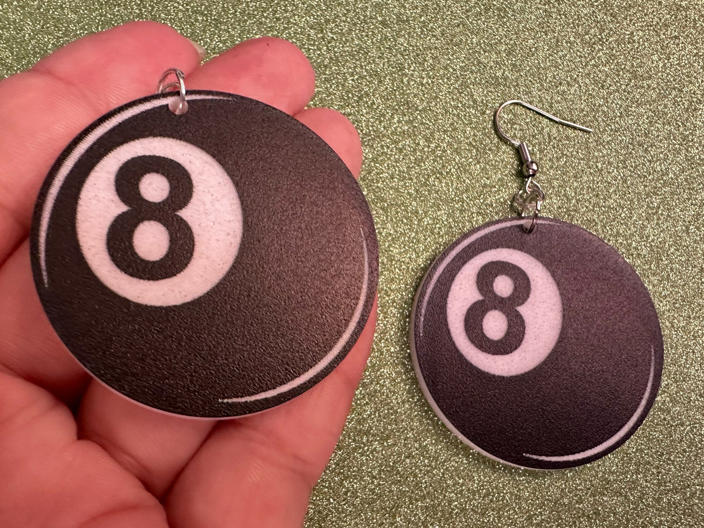 Eight Ball Earrings: Laser Cut Acrylic 8 Balls, Eight Ball Pool Balls, Billiard, Pool Rack, Sports, Hobby, Pub, Best Gifts for Her/Him/Them