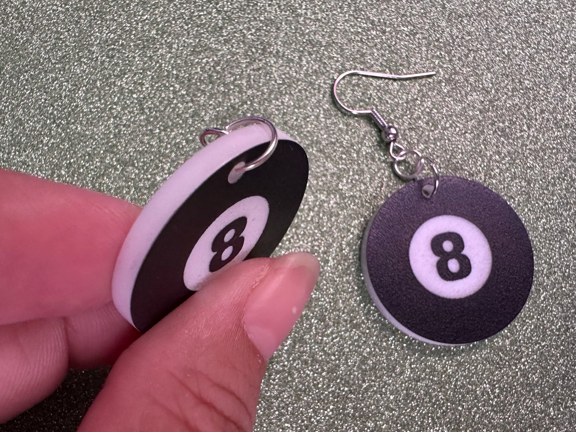 Eight Ball Earrings: Laser Cut Acrylic 8 Balls, Eight Ball Pool Balls, Billiard, Pool Rack, Sports, Hobby, Pub, Best Gifts for Her/Him/Them
