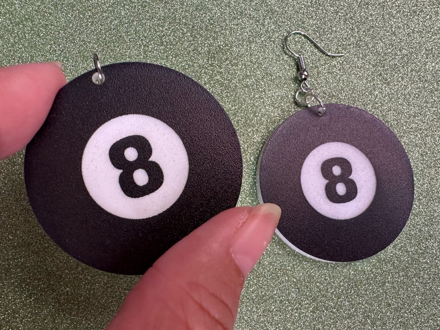 Eight Ball Earrings: Laser Cut Acrylic 8 Balls, Eight Ball Pool Balls, Billiard, Pool Rack, Sports, Hobby, Pub, Best Gifts for Her/Him/Them
