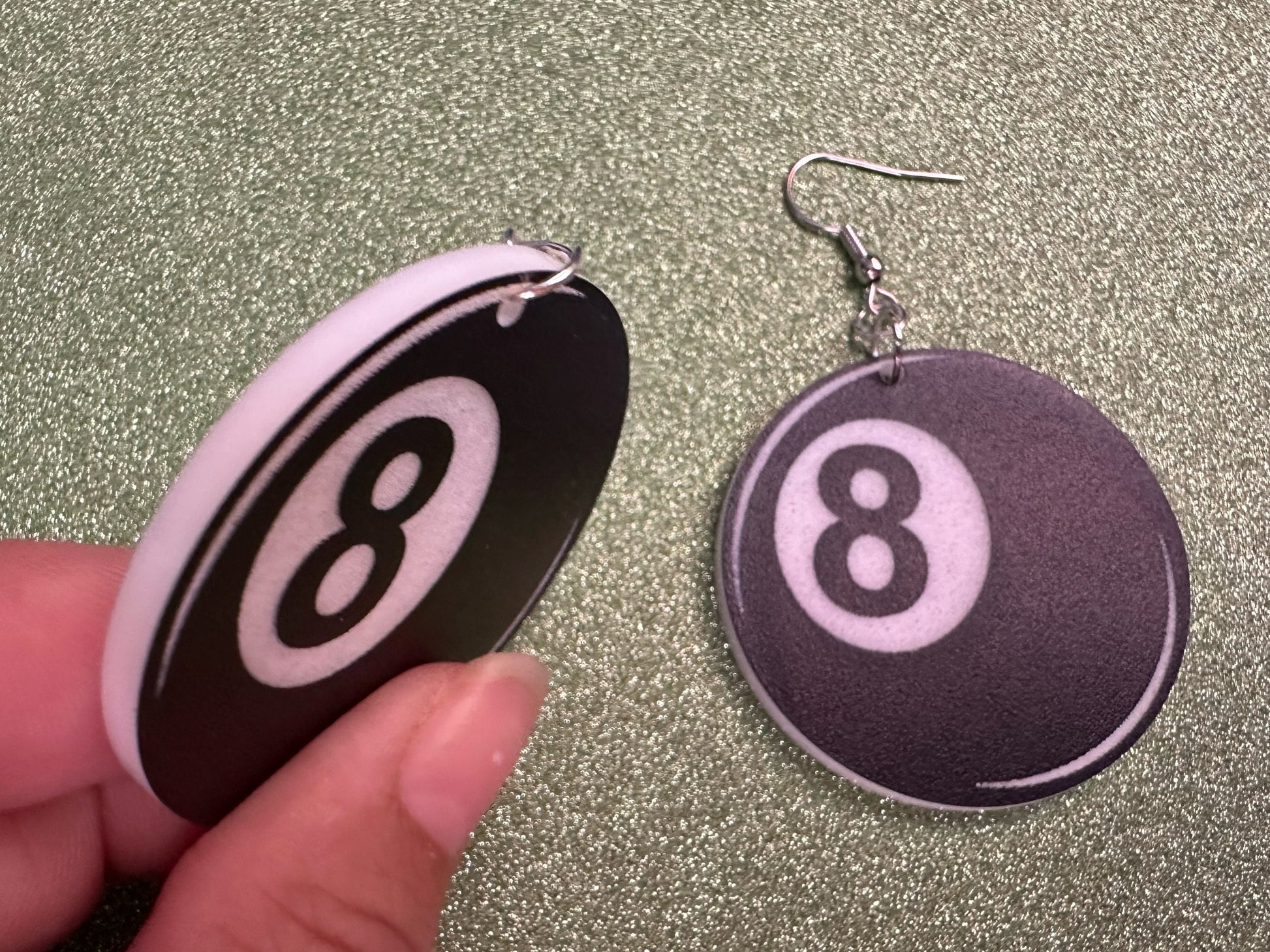 Eight Ball Earrings: Laser Cut Acrylic 8 Balls, Eight Ball Pool Balls, Billiard, Pool Rack, Sports, Hobby, Pub, Best Gifts for Her/Him/Them