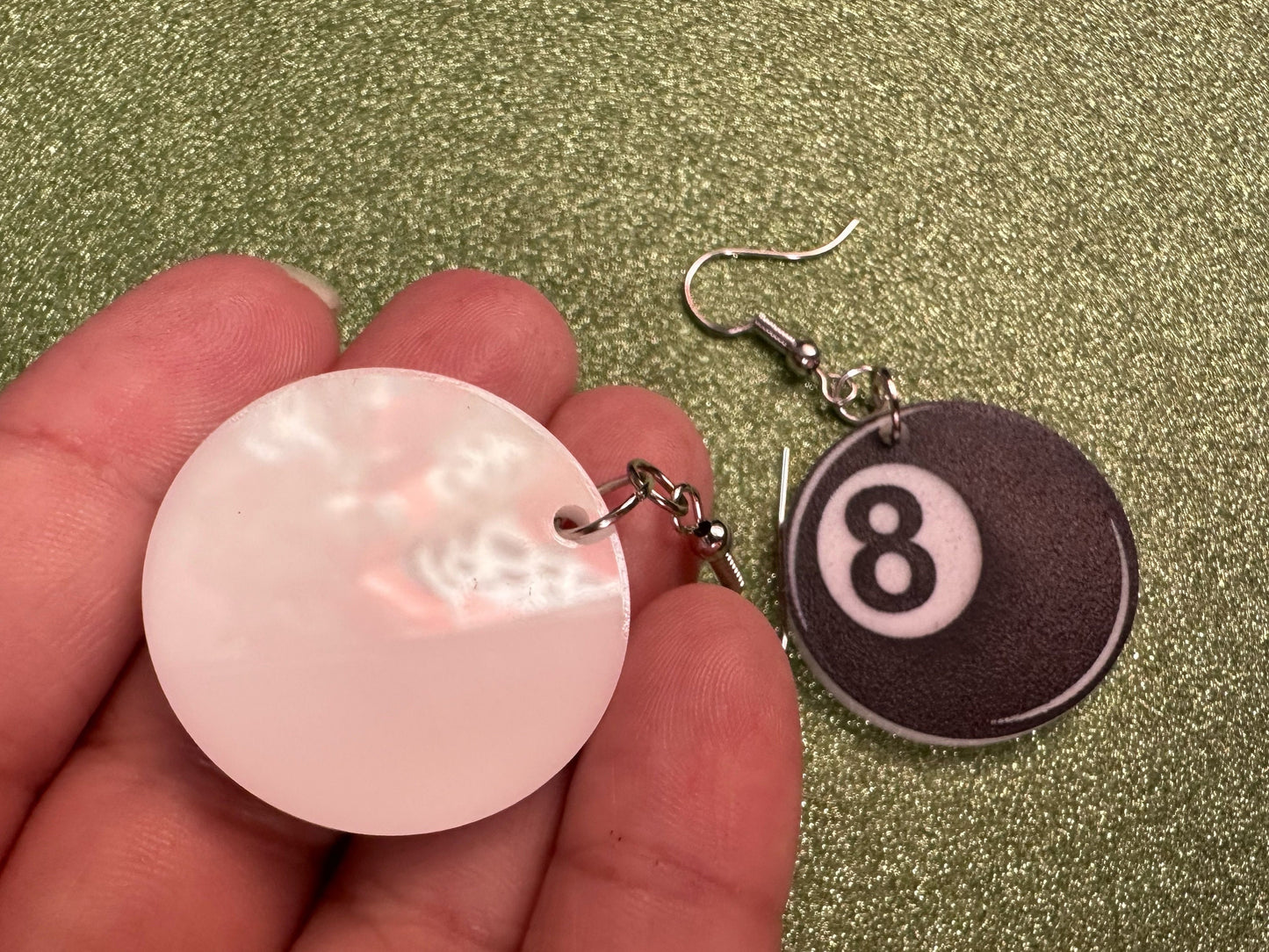 Eight Ball Earrings: Laser Cut Acrylic 8 Balls, Eight Ball Pool Balls, Billiard, Pool Rack, Sports, Hobby, Pub, Best Gifts for Her/Him/Them