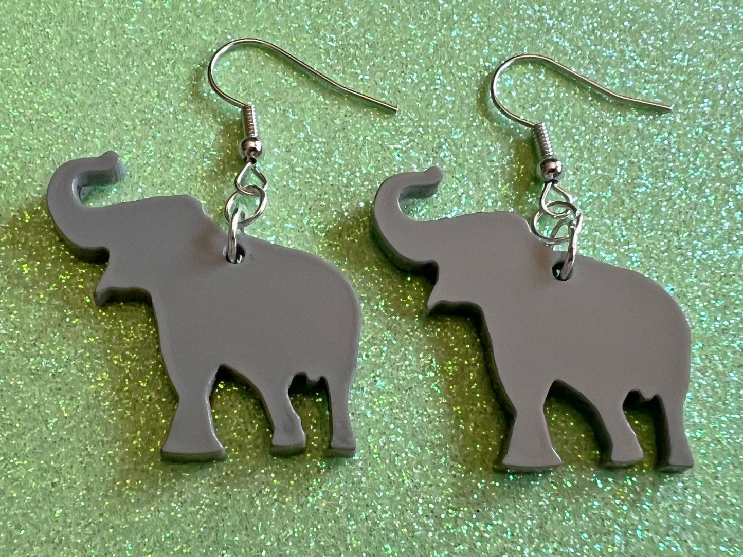 Elephant Earrings: Laser Cut Acrylic Elephants, Simple Elephant Outline, Elephant Silhouette, Zoo Animals, Best Gifts for Her/Him/Them