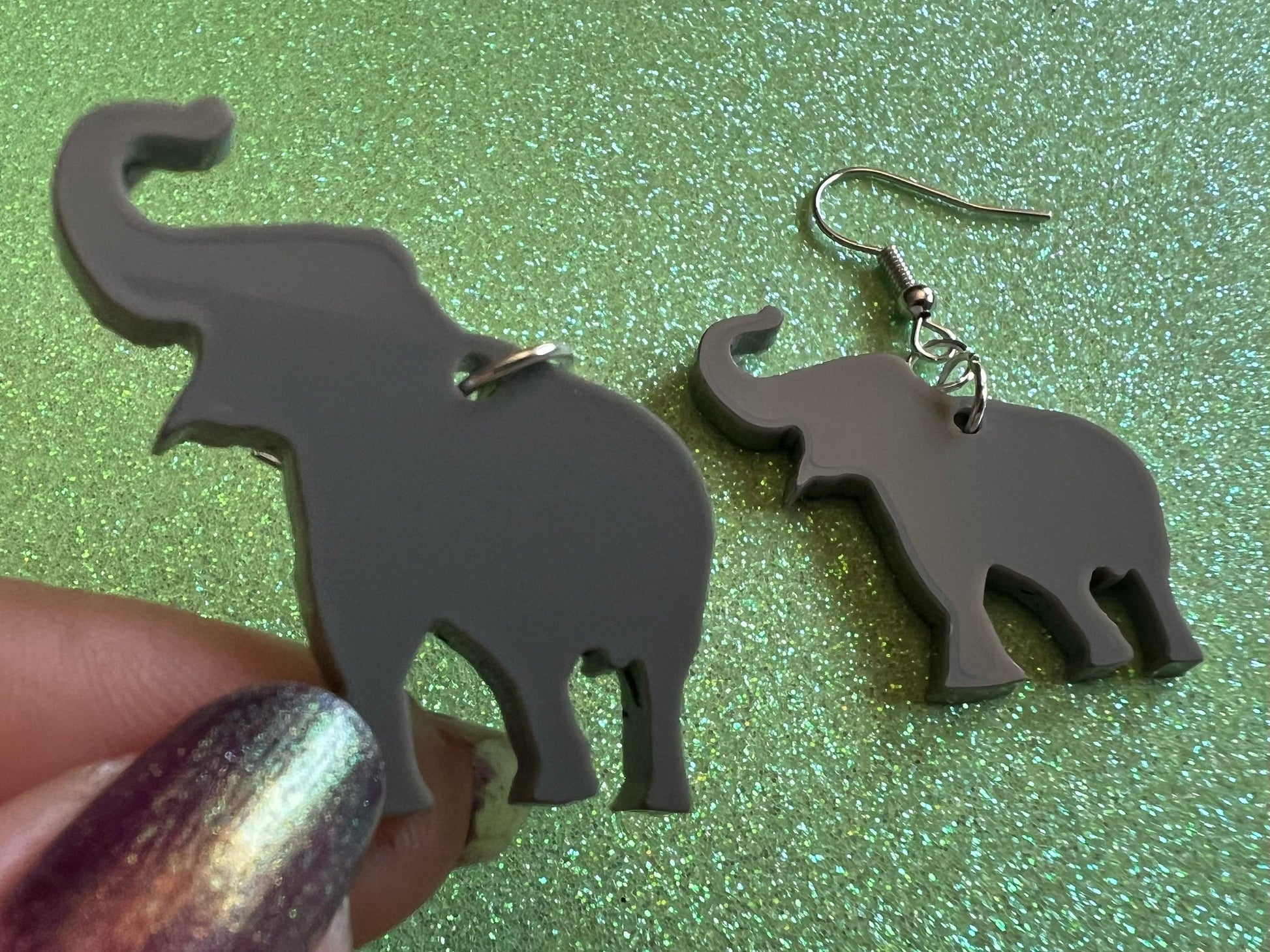 Elephant Earrings: Laser Cut Acrylic Elephants, Simple Elephant Outline, Elephant Silhouette, Zoo Animals, Best Gifts for Her/Him/Them