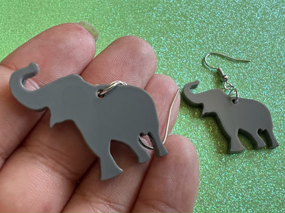 Elephant Earrings: Laser Cut Acrylic Elephants, Simple Elephant Outline, Elephant Silhouette, Zoo Animals, Best Gifts for Her/Him/Them