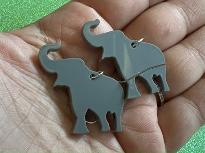 Elephant Earrings: Laser Cut Acrylic Elephants, Simple Elephant Outline, Elephant Silhouette, Zoo Animals, Best Gifts for Her/Him/Them