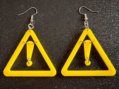 Emergency Sign Earrings: Laser Cut Acrylic Exclamation Marks, Car, Driving School, Road Trip, SOS, Danger Sign, Best Gifts for Her/Him/Them