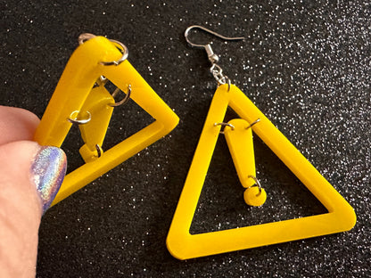 Emergency Sign Earrings: Laser Cut Acrylic Exclamation Marks, Car, Driving School, Road Trip, SOS, Danger Sign, Best Gifts for Her/Him/Them