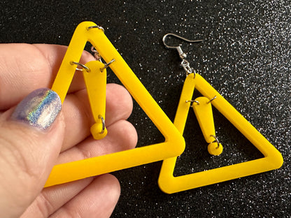 Emergency Sign Earrings: Laser Cut Acrylic Exclamation Marks, Car, Driving School, Road Trip, SOS, Danger Sign, Best Gifts for Her/Him/Them