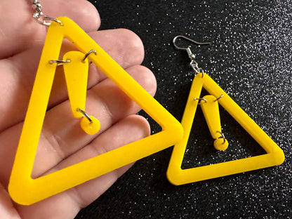 Emergency Sign Earrings: Laser Cut Acrylic Exclamation Marks, Car, Driving School, Road Trip, SOS, Danger Sign, Best Gifts for Her/Him/Them