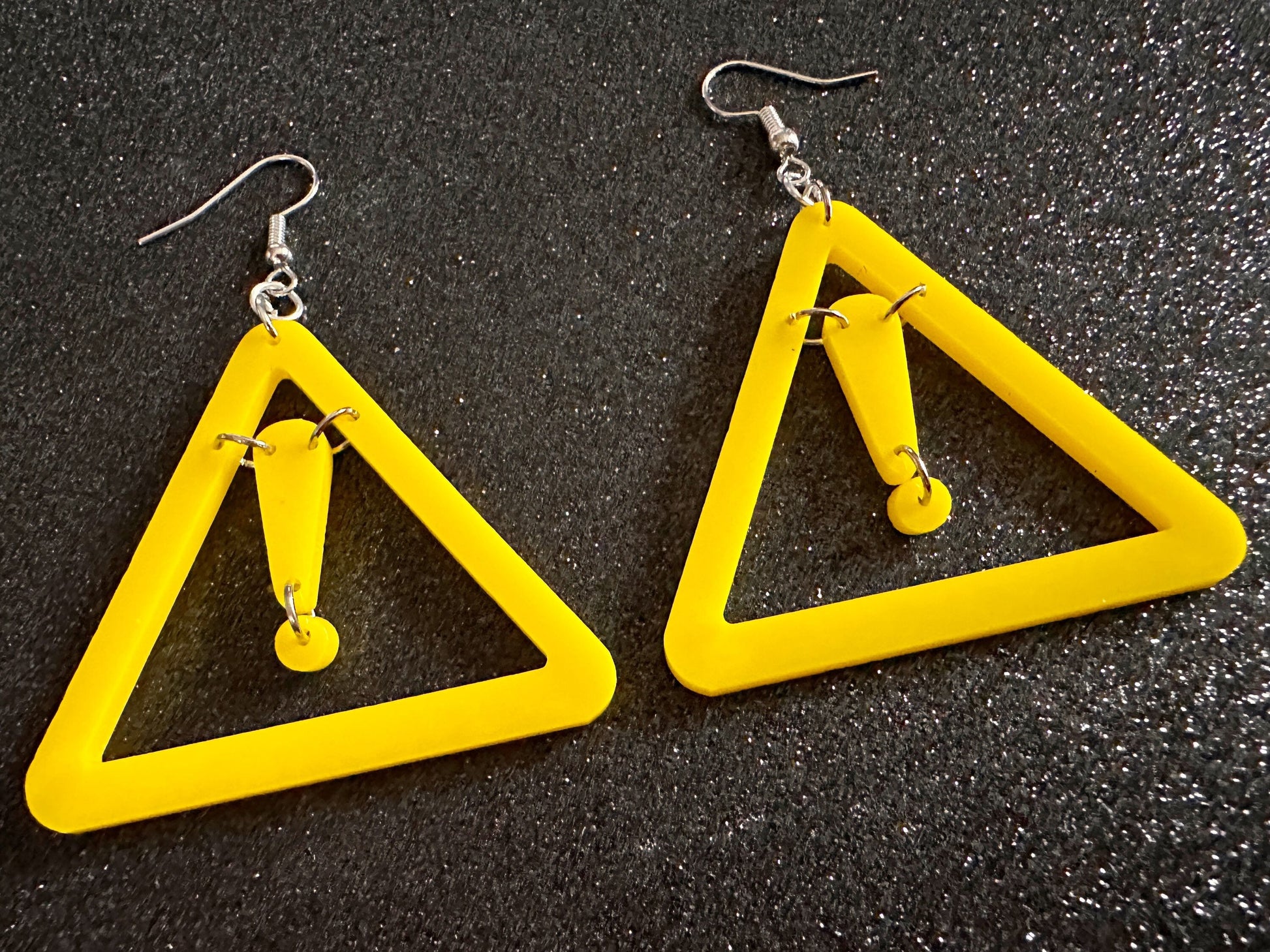 Emergency Sign Earrings: Laser Cut Acrylic Exclamation Marks, Car, Driving School, Road Trip, SOS, Danger Sign, Best Gifts for Her/Him/Them