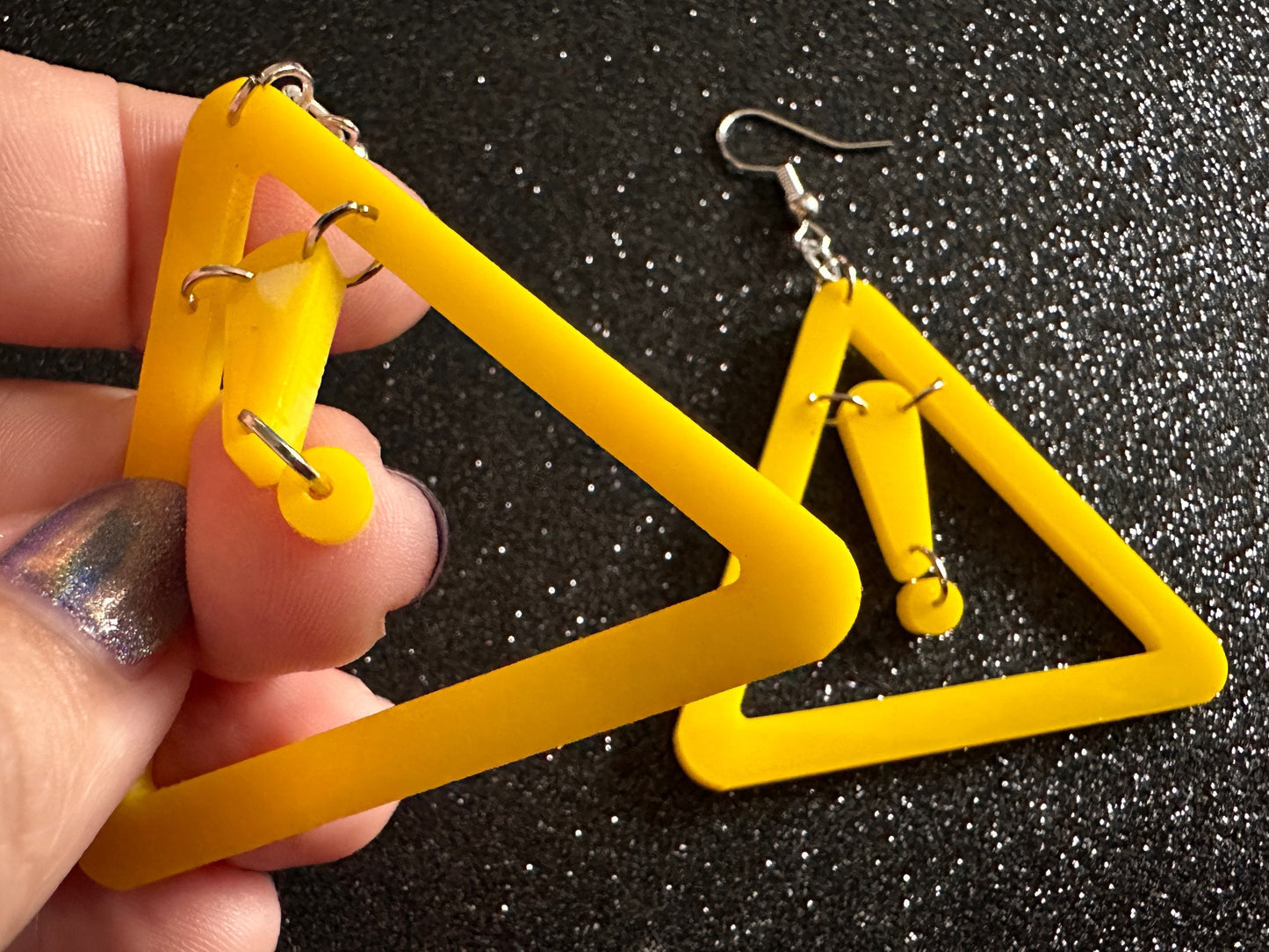 Emergency Sign Earrings: Laser Cut Acrylic Exclamation Marks, Car, Driving School, Road Trip, SOS, Danger Sign, Best Gifts for Her/Him/Them