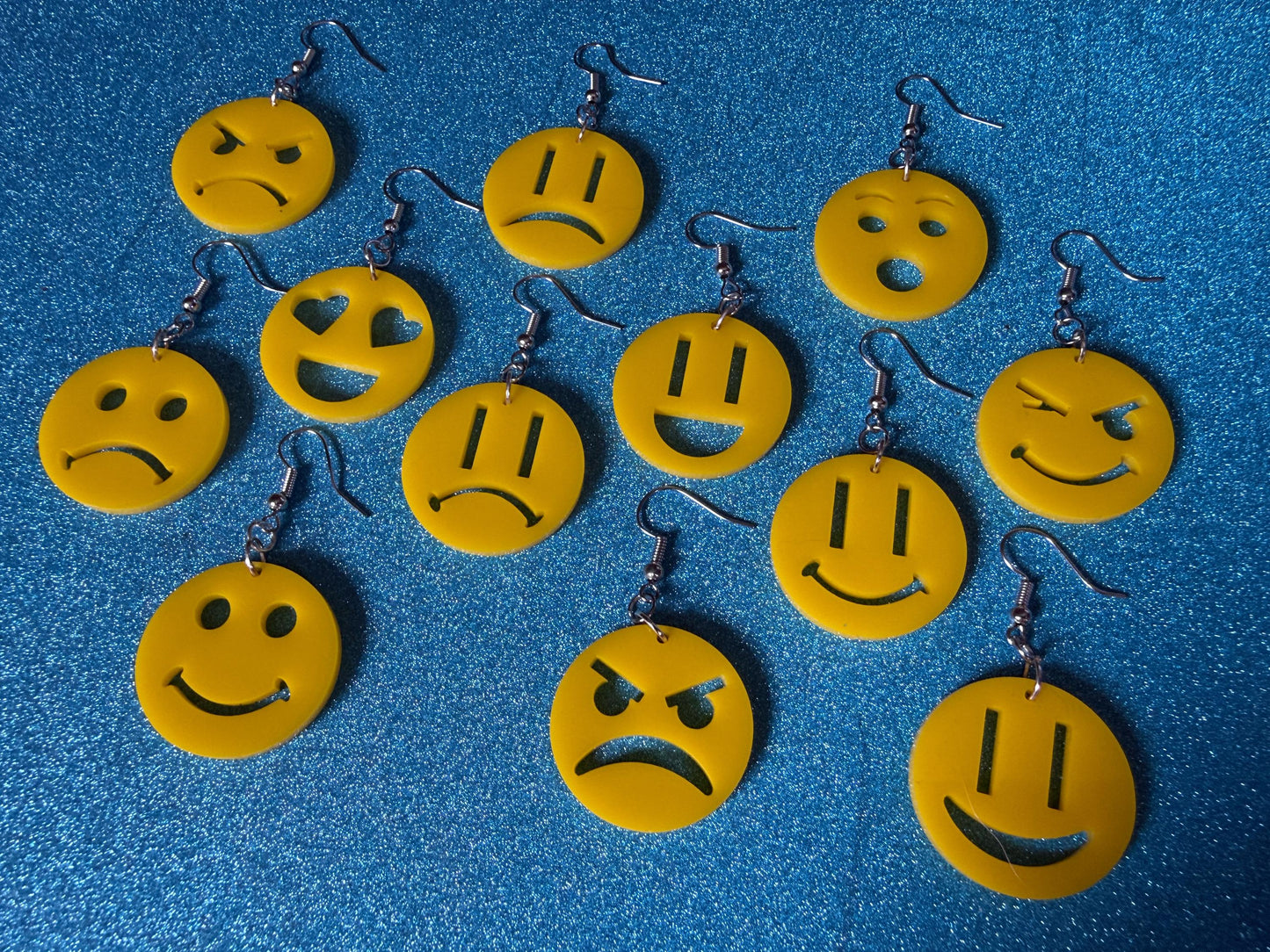 Emoji Earrings: Laser Cut Acrylic Emojis, Smiley Faces, Emoticons, Smiling, Angry, Love Expression, Novelty, Best Gifts for Her/Him/Them