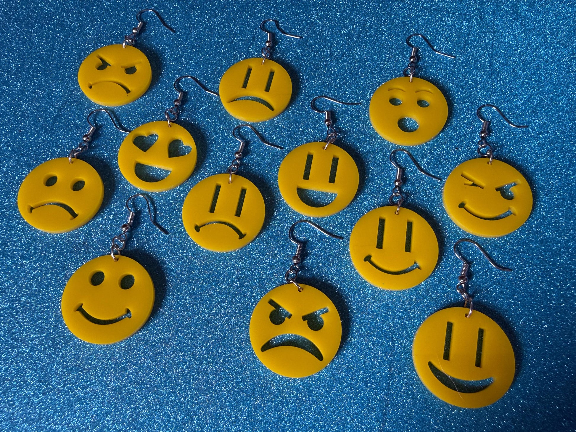 Emoji Earrings: Laser Cut Acrylic Emojis, Smiley Faces, Emoticons, Smiling, Angry, Love Expression, Novelty, Best Gifts for Her/Him/Them