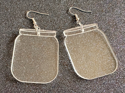 Empty Jar Earrings: Laser Cut Acrylic Jars, Canning, Kitchen, Mason Jar, Food Earrings, Glass Speciment, Best Gifts for Her/Him/Them