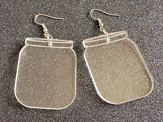 Empty Jar Earrings: Laser Cut Acrylic Jars, Canning, Kitchen, Mason Jar, Food Earrings, Glass Speciment, Best Gifts for Her/Him/Them