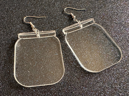 Empty Jar Earrings: Laser Cut Acrylic Jars, Canning, Kitchen, Mason Jar, Food Earrings, Glass Speciment, Best Gifts for Her/Him/Them