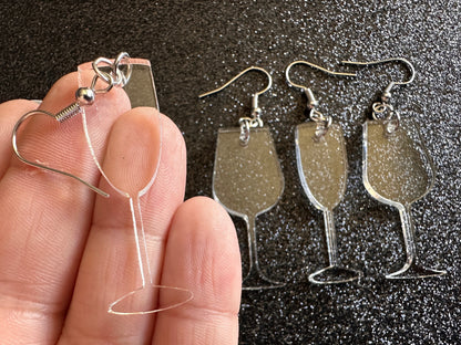 Empty Wine & Champagne Glass Earrings: Laser Cut Acrylic Wine Glasses, Vineyard, Alcohol, Girls Night, Drinking, Gifts for Her/Him/Them