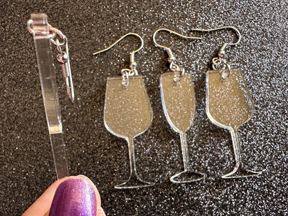 Empty Wine & Champagne Glass Earrings: Laser Cut Acrylic Wine Glasses, Vineyard, Alcohol, Girls Night, Drinking, Gifts for Her/Him/Them