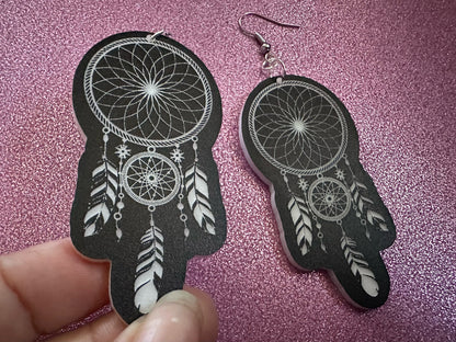 Engraved Dreamcatcher Earrings: Laser Cut Acrylic Dream Catchers, Decor, Boho Style, Novelty, Cosplay, Best Gifts for Her/Him/Them