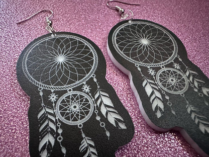 Engraved Dreamcatcher Earrings: Laser Cut Acrylic Dream Catchers, Decor, Boho Style, Novelty, Cosplay, Best Gifts for Her/Him/Them
