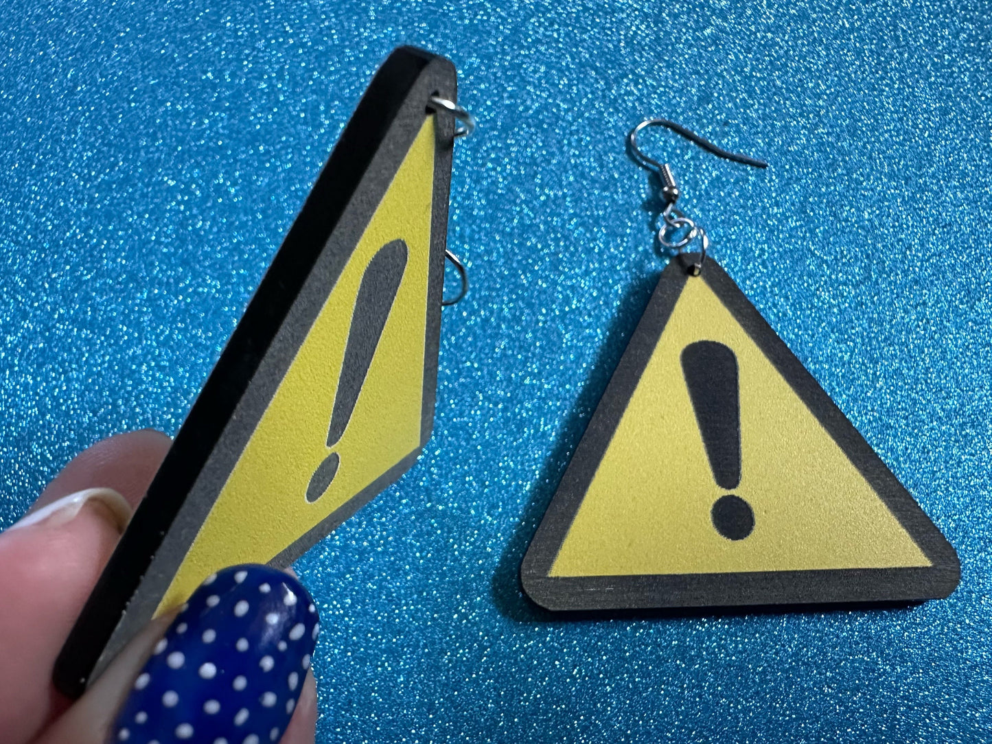 Exclamation Mark Sign Earrings: Laser Cut Acrylic Signs, Warning, Alarm, Attention Driving, Road Sign, Yellow, Best Gifts for Her/Him/Them