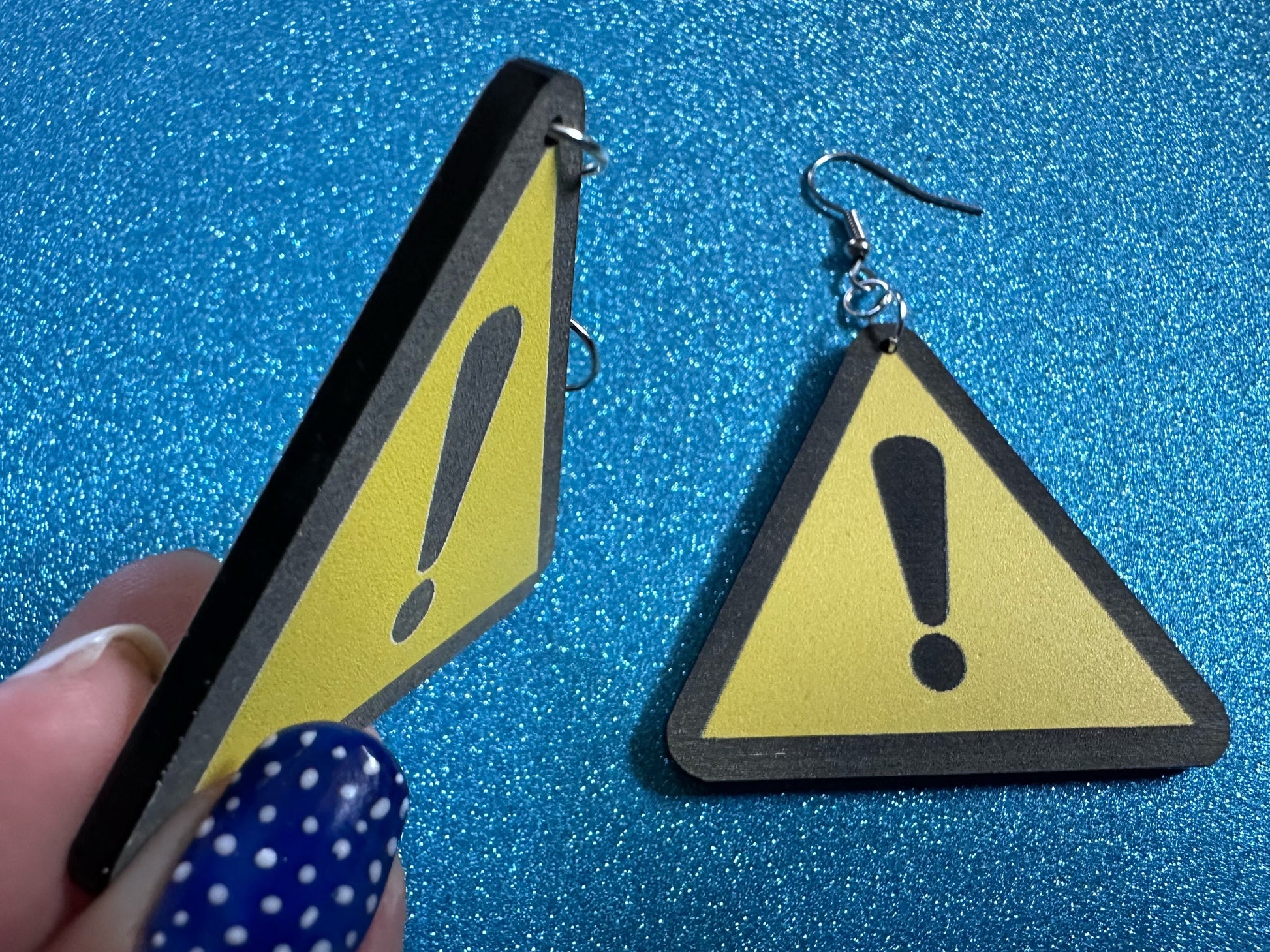 Exclamation Mark Sign Earrings: Laser Cut Acrylic Signs, Warning, Alarm, Attention Driving, Road Sign, Yellow, Best Gifts for Her/Him/Them