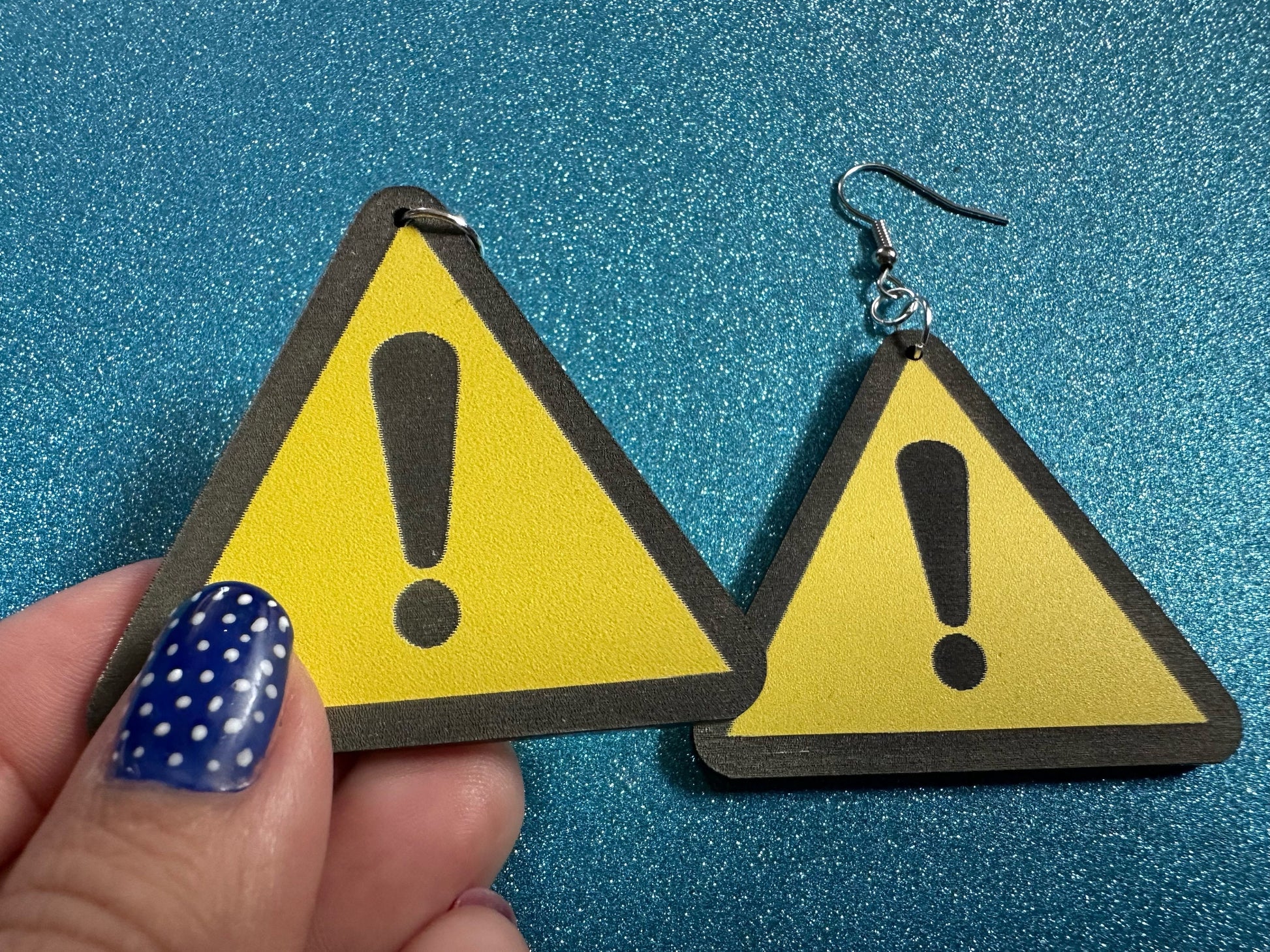 Exclamation Mark Sign Earrings: Laser Cut Acrylic Signs, Warning, Alarm, Attention Driving, Road Sign, Yellow, Best Gifts for Her/Him/Them