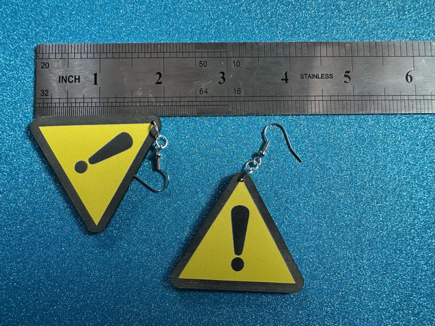 Exclamation Mark Sign Earrings: Laser Cut Acrylic Signs, Warning, Alarm, Attention Driving, Road Sign, Yellow, Best Gifts for Her/Him/Them
