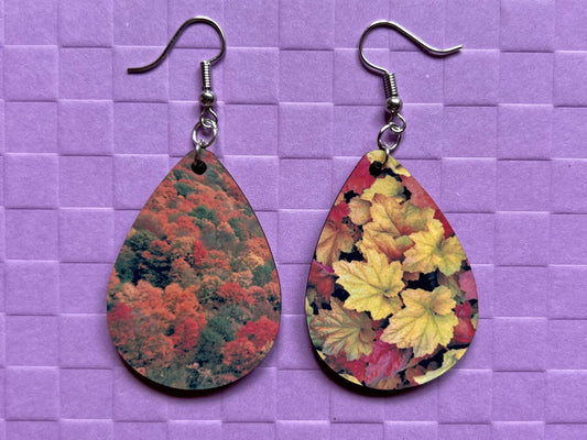 Fall Earrings: Fall Leaves, Autumn Colors, Maple Leaf, Sublimated, Best Gifts for Her/Him/Them