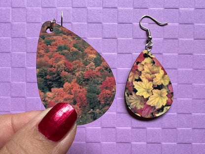 Fall Earrings: Fall Leaves, Autumn Colors, Maple Leaf, Sublimated, Best Gifts for Her/Him/Them