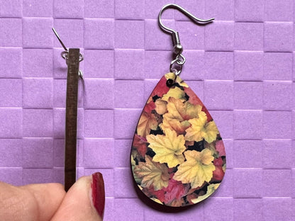 Fall Earrings: Fall Leaves, Autumn Colors, Maple Leaf, Sublimated, Best Gifts for Her/Him/Them