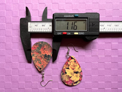 Fall Earrings: Fall Leaves, Autumn Colors, Maple Leaf, Sublimated, Best Gifts for Her/Him/Them