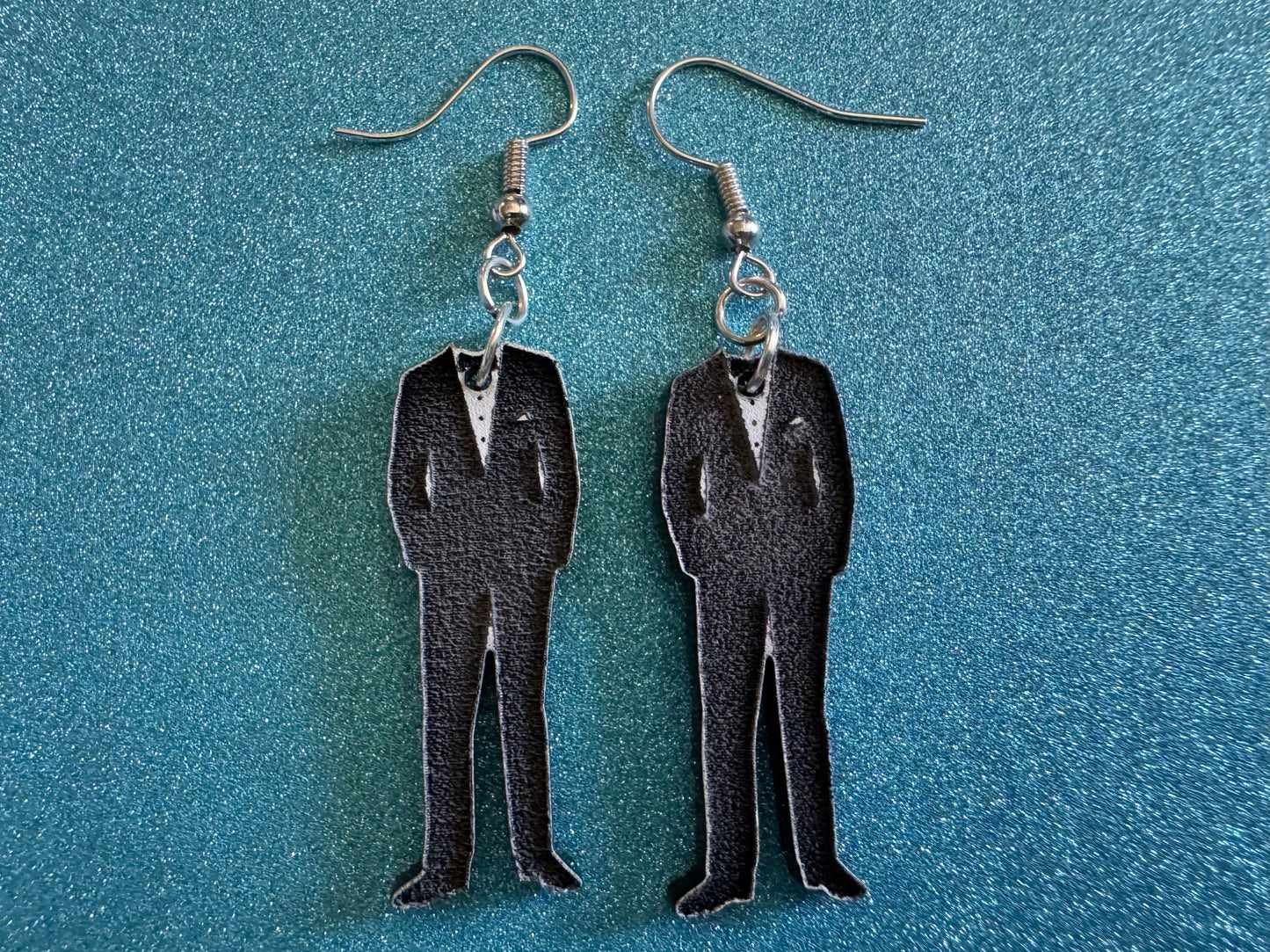 Fancy Suit Earrings: Laser Cut Acrylic Suit, Groom Gift, Formal Trousers, Pants, Bow Tie, Novelty, Gag Gift, Best Gifts for Her/Him/Them