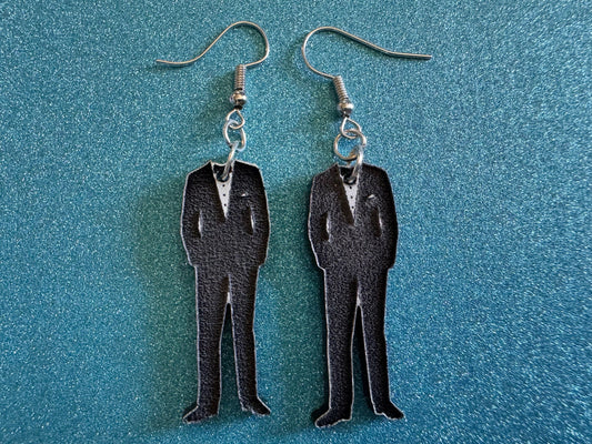 Fancy Suit Earrings: Laser Cut Acrylic Suit, Groom Gift, Formal Trousers, Pants, Bow Tie, Novelty, Gag Gift, Best Gifts for Her/Him/Them