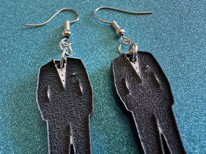 Fancy Suit Earrings: Laser Cut Acrylic Suit, Groom Gift, Formal Trousers, Pants, Bow Tie, Novelty, Gag Gift, Best Gifts for Her/Him/Them
