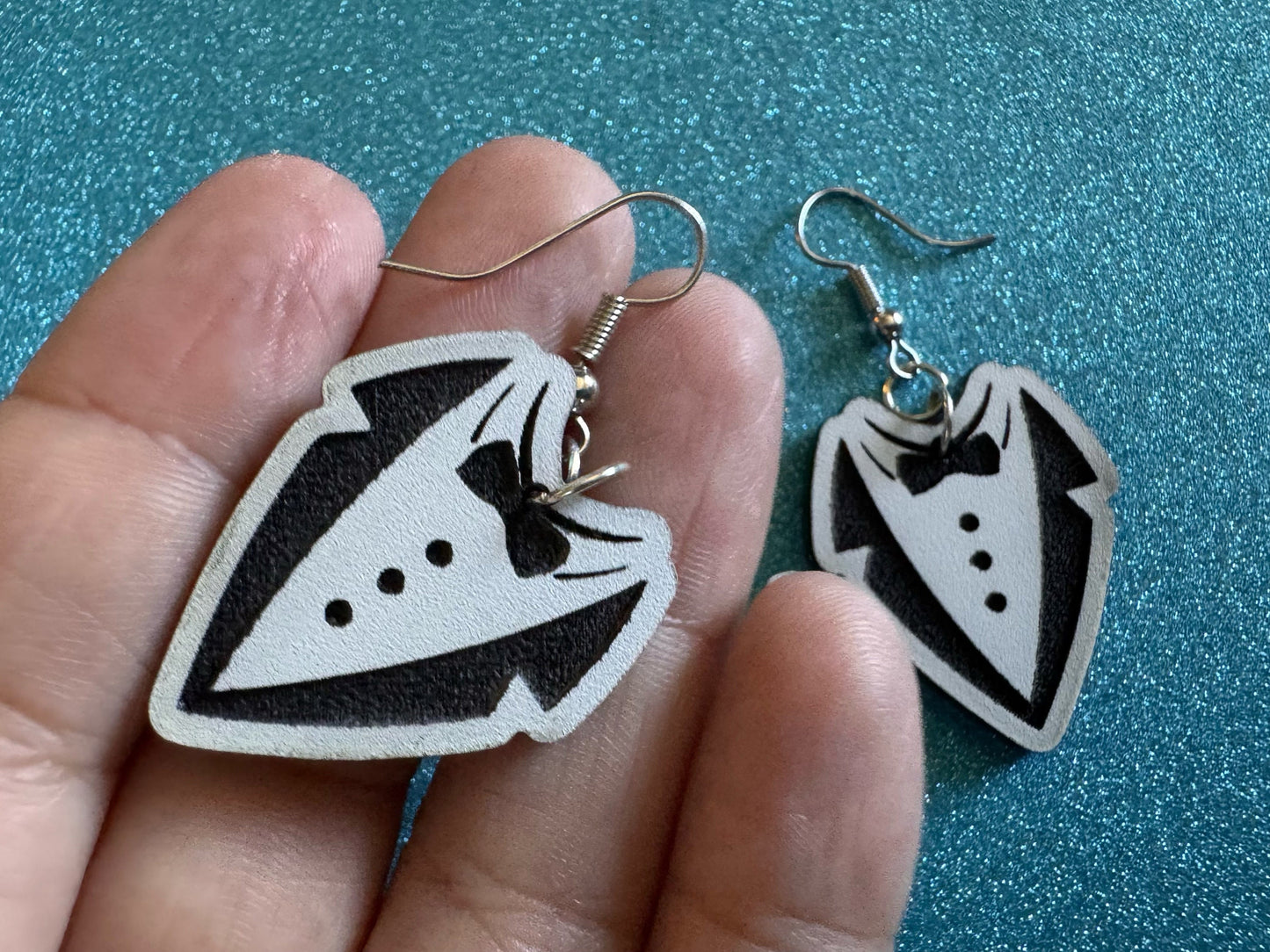 Fancy Suit Earrings: Laser Cut Acrylic Suit, Groom Gift, Formal Trousers, Pants, Bow Tie, Novelty, Gag Gift, Best Gifts for Her/Him/Them