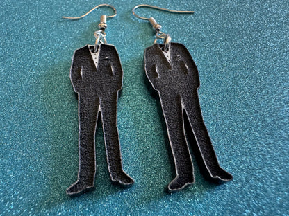 Fancy Suit Earrings: Laser Cut Acrylic Suit, Groom Gift, Formal Trousers, Pants, Bow Tie, Novelty, Gag Gift, Best Gifts for Her/Him/Them