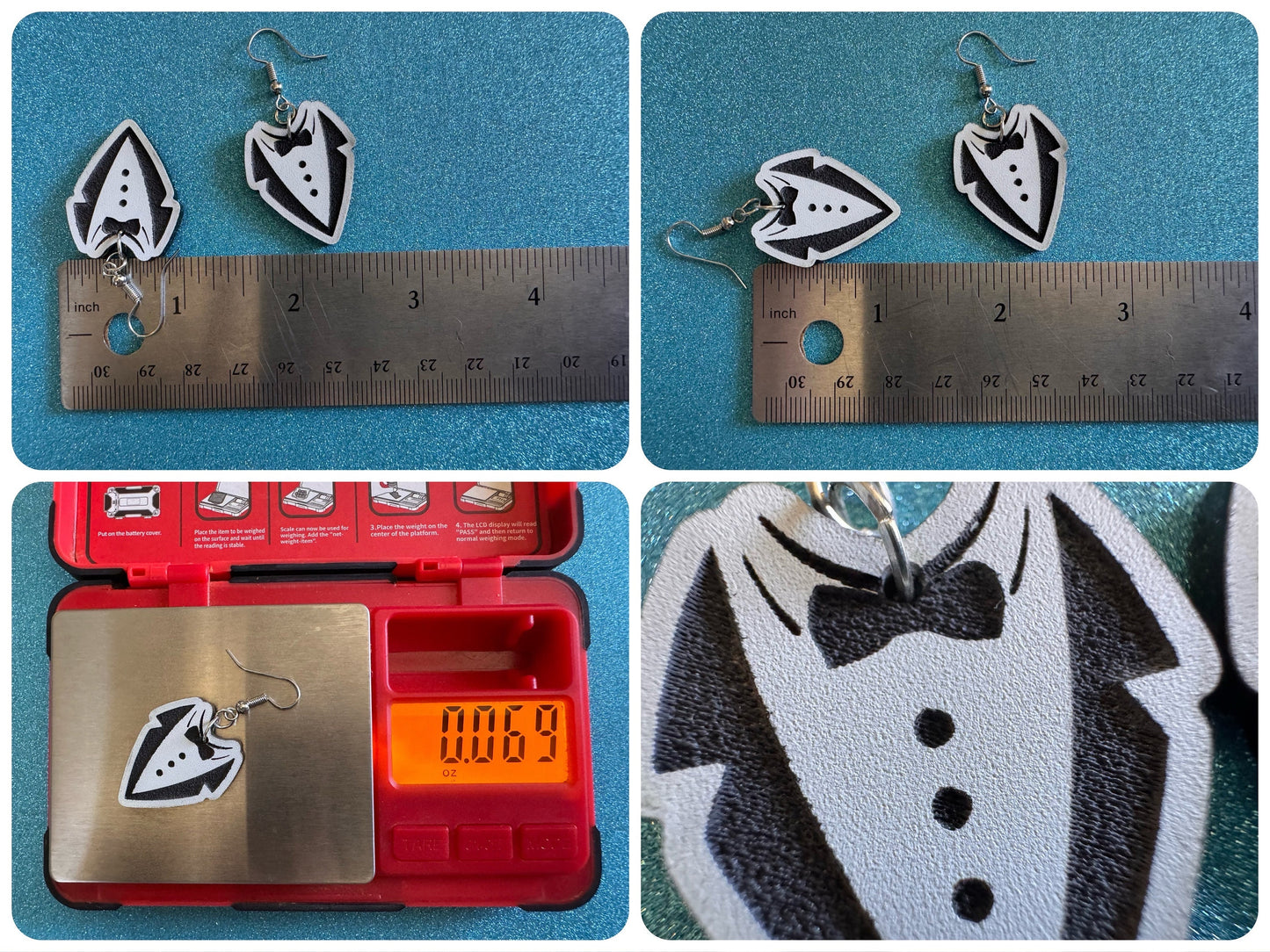 Fancy Suit Earrings: Laser Cut Acrylic Suit, Groom Gift, Formal Trousers, Pants, Bow Tie, Novelty, Gag Gift, Best Gifts for Her/Him/Them