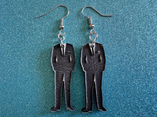 Fancy Suit Earrings: Laser Cut Acrylic Suit, Groom Gift, Formal Trousers, Pants, Suit & Tie, Novelty, Gag Gift, Best Gifts for Her/Him/Them