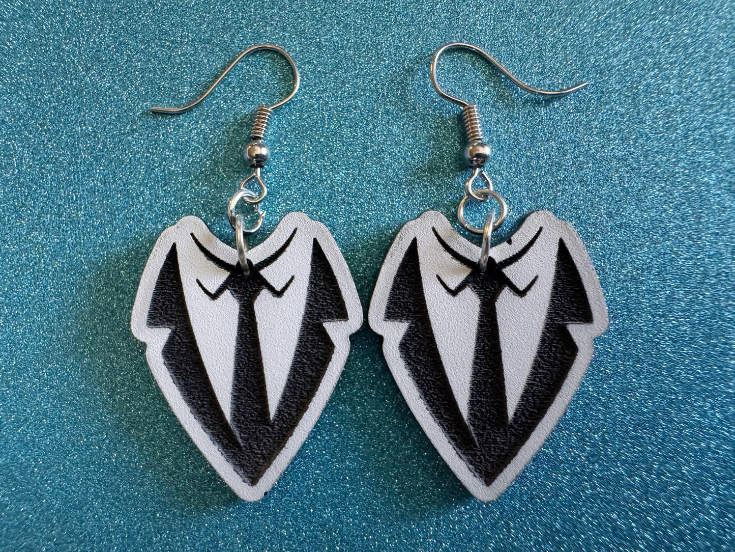Fancy Suit Earrings: Laser Cut Acrylic Suit, Groom Gift, Formal Trousers, Pants, Suit & Tie, Novelty, Gag Gift, Best Gifts for Her/Him/Them