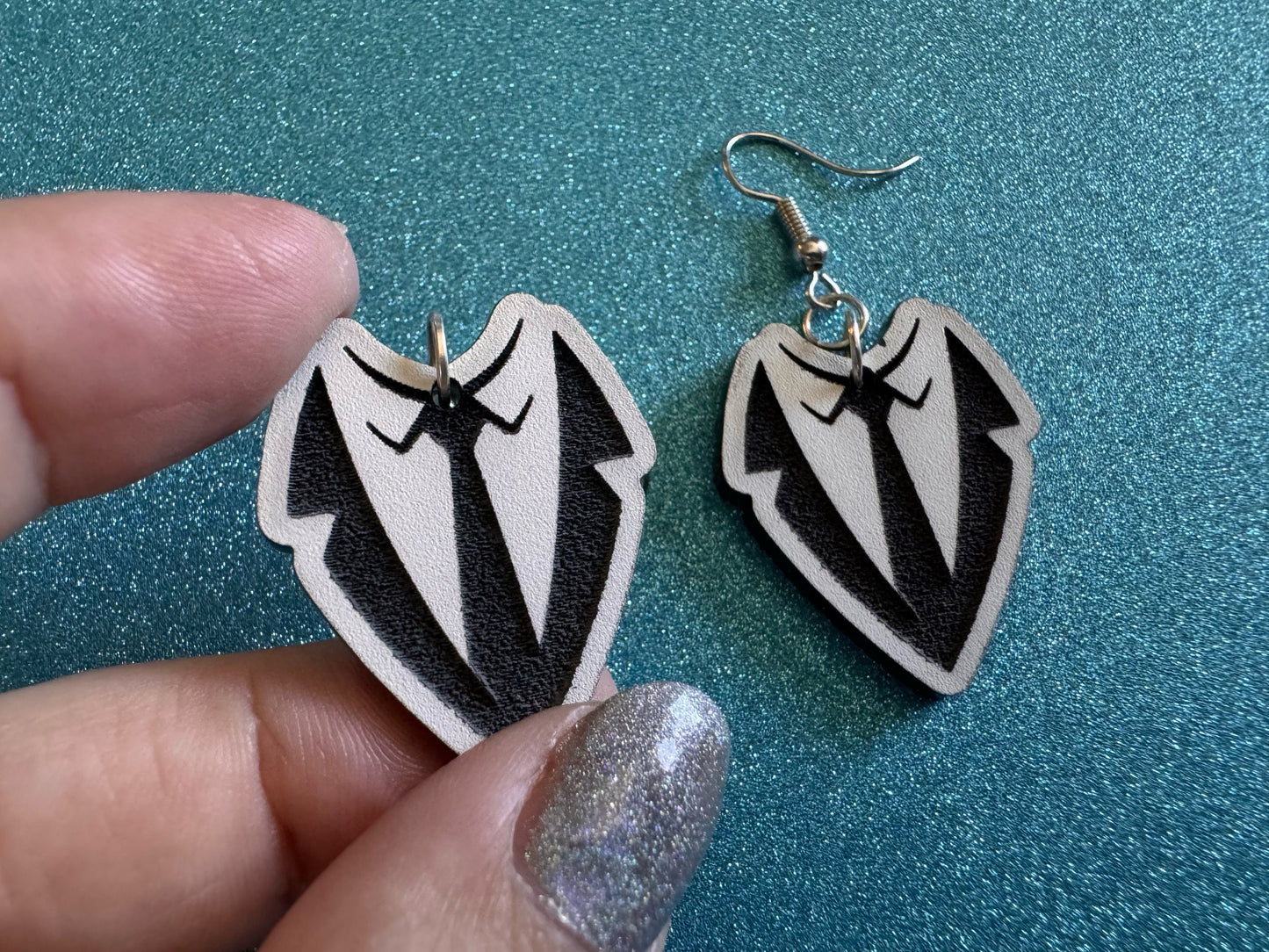 Fancy Suit Earrings: Laser Cut Acrylic Suit, Groom Gift, Formal Trousers, Pants, Suit & Tie, Novelty, Gag Gift, Best Gifts for Her/Him/Them