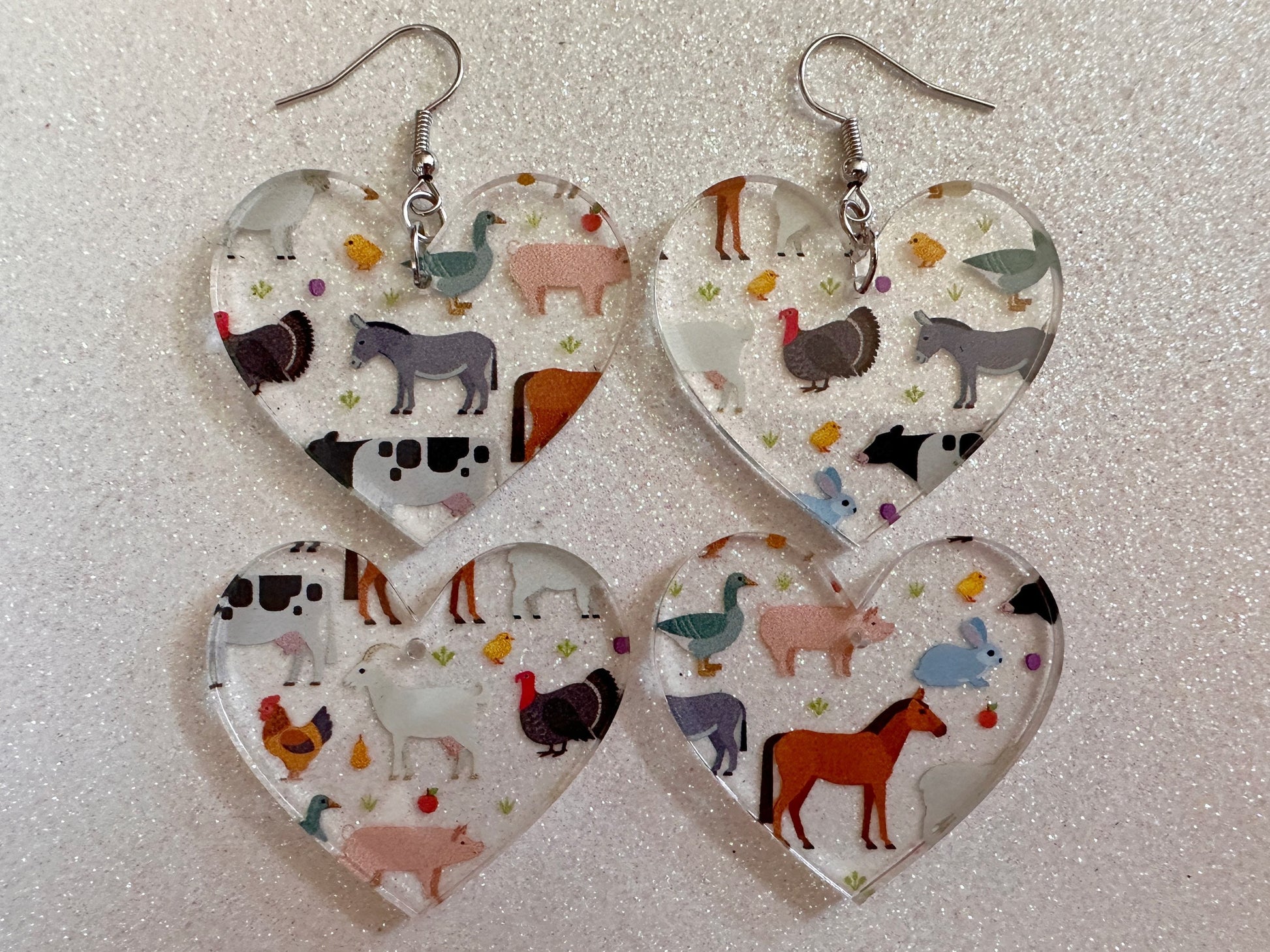 Farm Animal Earrings: Laser Cut Acrylic Animals, Cow, Donkey, Duck, Horse, Goats, Pig, Turkey, Chicken, Farmer, Best Gifts for Her/Him/Them